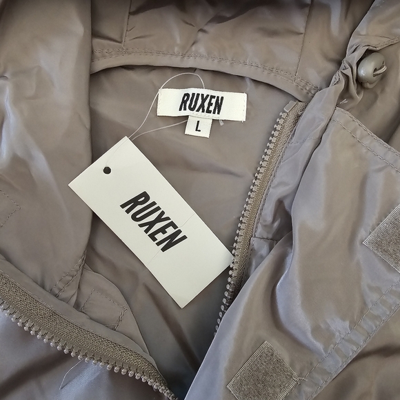 Ruxen Jacket Mens Large Tan Quarter Zip Pullover Windbreaker European NEW - Picture 11 of 12